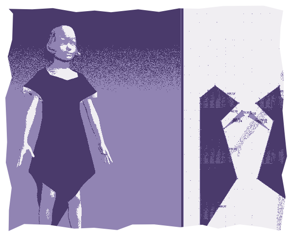 Clothing design, 3D dress render, screenprint treatment