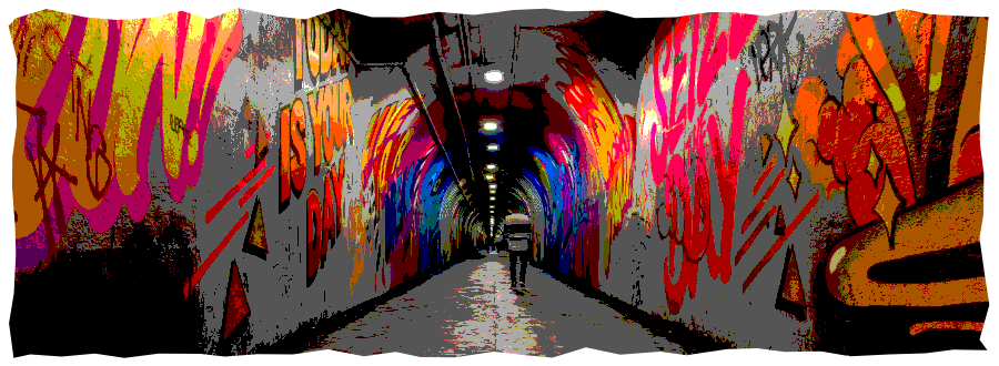 AR30MM photography — graffiti tunnel, posterized